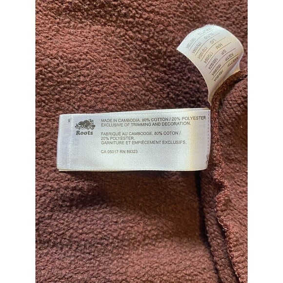 Roots Hoodie Womens Size Small Canada Full Zip Maroon Sweatshirt Front Pocket - Picture 8 of 9